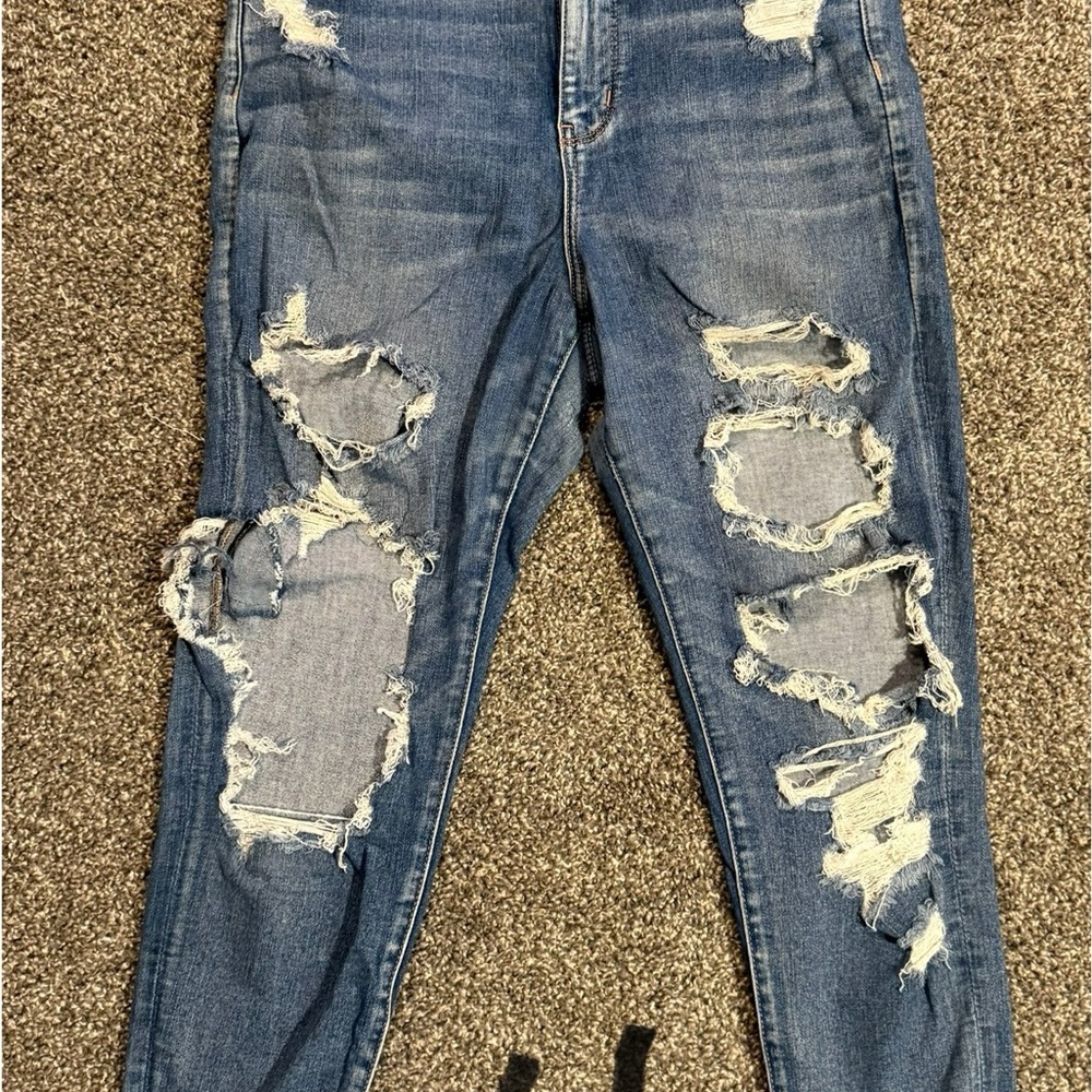 American Eagle Outfitters Ripped Blue Jeggings